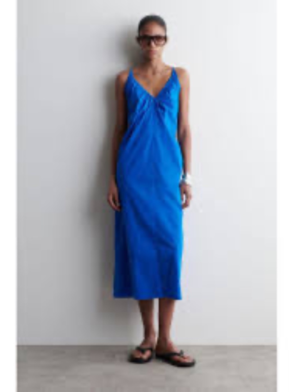 COS Gathered V-Neck Maxi Dress